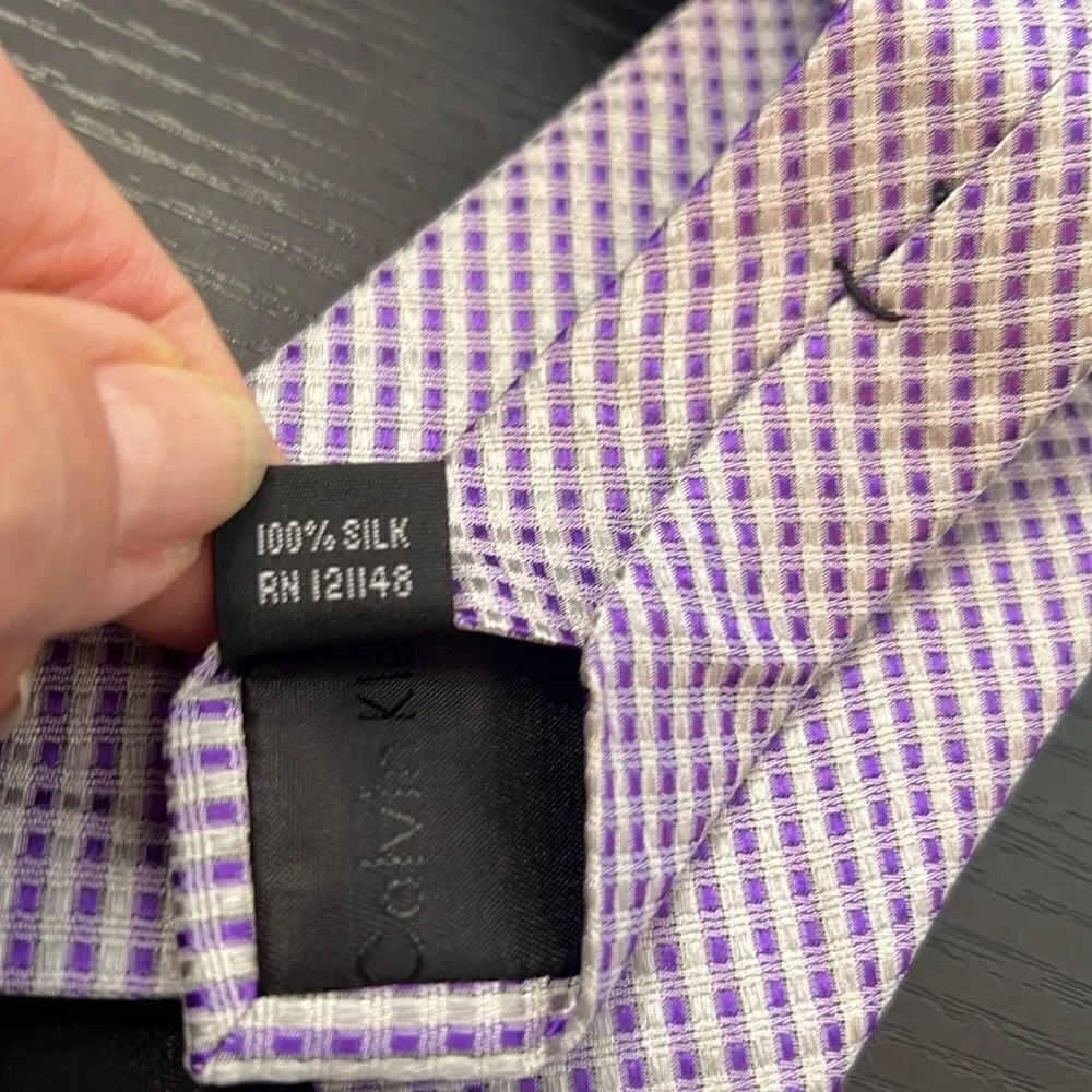 Men's Calvin Klein Purple and Silver Silk Tie
